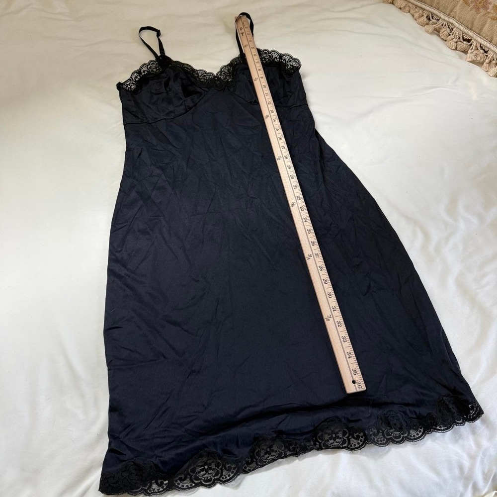 90s French Maid size 40 black lace trim slip dress - Picture 4 of 7